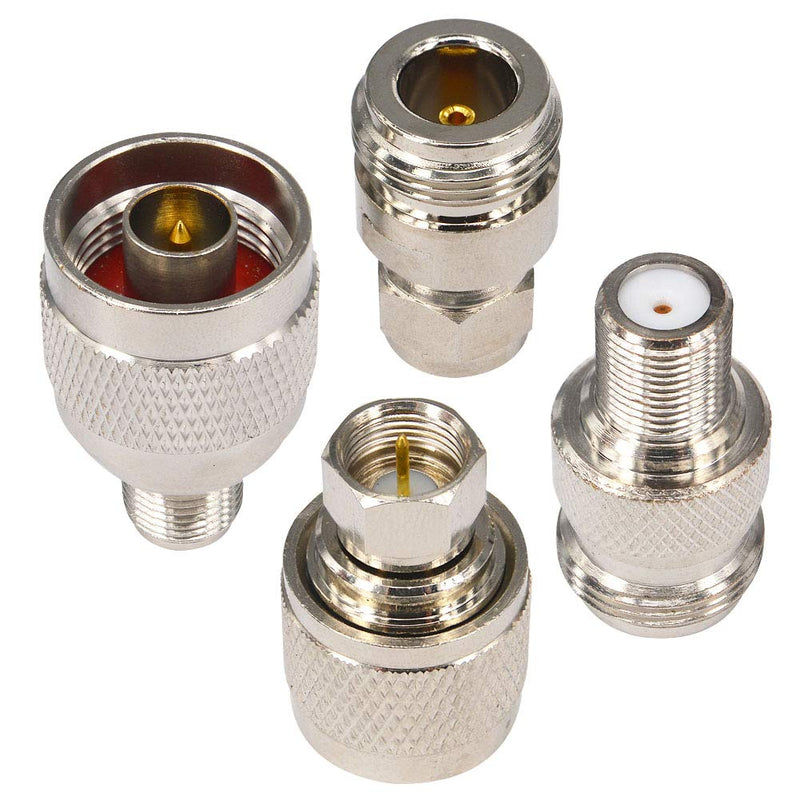 [Australia - AusPower] - onelinkmore N to F Connect to Coax Cable N to F RF Coax Coaxial Adapter Kits N Male Female to F Male Female Straight Nickel-Plated TV Coax Adapter Connector Pack of 4 
