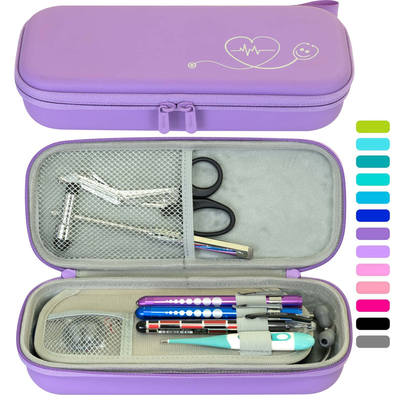 [Australia - AusPower] - ButterFox Premium Stethoscope Case with Divider and ID Slot for 3M Littmann Classic III, Cardiology IV Diagnostic and More Stethoscopes with Pocket for Nurse Accessories (Lavender Purple) Grey Heart Rythm 