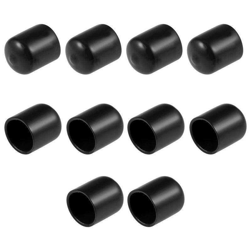 [Australia - AusPower] - uxcell 10pcs Rubber End Caps 18mm ID Vinyl Round End Cap Cover Screw Thread Protectors Black 