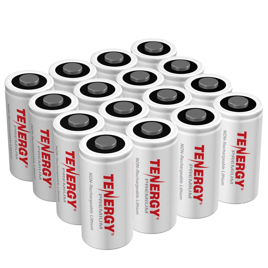 [Australia - AusPower] - Tenergy Premium 16 Pack NonRechargeable CR123A 3V Lithium Battery, 1600mAh Primary Battery for Arlo Cameras, Photo Lithium Batteries, Security Cameras, Smart Sensors, and More 
