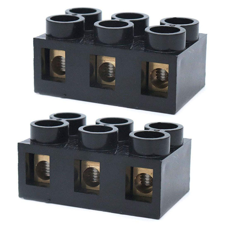 [Australia - AusPower] - 2pcs Dual Rows Terminal Block 500V 60A 3 Position Screw Terminal Electrical Barrier Strip Block JX5-6003 