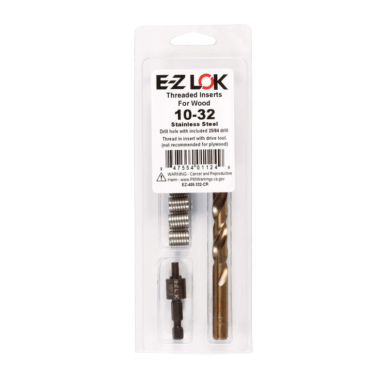 E-Z LOK-400-332 Knife Threaded Insert Installation Kit for Hard Wood - Stainless - 10-32