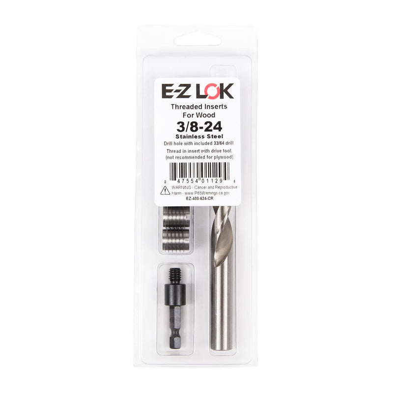 [Australia - AusPower] - E-Z LOK - EZ-400-624-CR Knife Threaded Insert Installation Kit for Hard Wood - Stainless - 3/8-24 