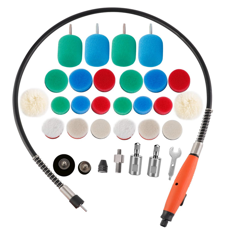 [Australia - AusPower] - Mini Buffing Polishing Pads, 30Pcs Mini Detail Polisher Pads Use On Rotary Tools, Cordless Electric Drill, Polisher Tool for Tight Area Detailing Polishing, for SPTA Polisher -SP-DP030USA 30Pcs DETAIL POLIHSING SETS + FLEXIBLE SHAFT 