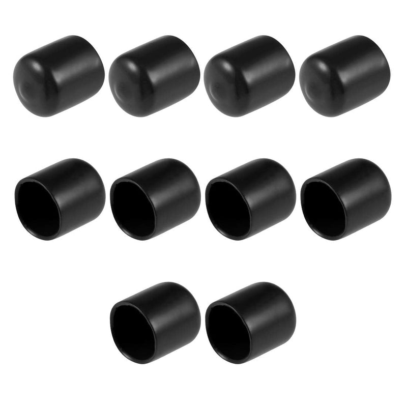 [Australia - AusPower] - uxcell 10pcs Rubber End Caps 16mm ID Vinyl Round End Cap Cover Screw Thread Protectors Black 