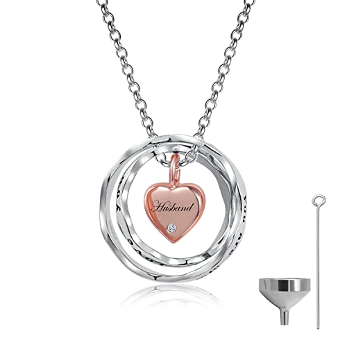 Sterling Silver Cremation Necklace for Ashes Keepsake for Women Rose Husband