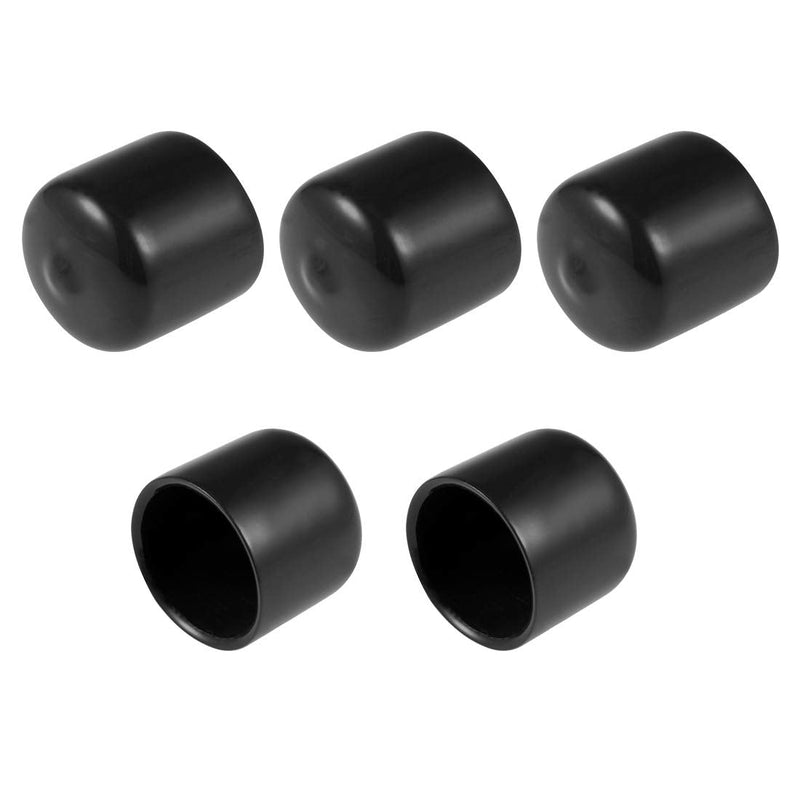 [Australia - AusPower] - uxcell 5pcs Rubber End Caps 23mm ID Vinyl Round Tube Bolt Cap Cover Screw Thread Protectors Black 