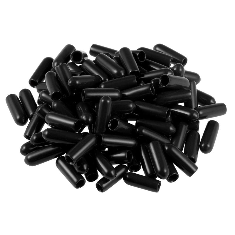 [Australia - AusPower] - uxcell 100pcs Rubber End Caps 4mm ID Vinyl Round Tube Bolt Cap Cover Screw Thread Protectors Black 