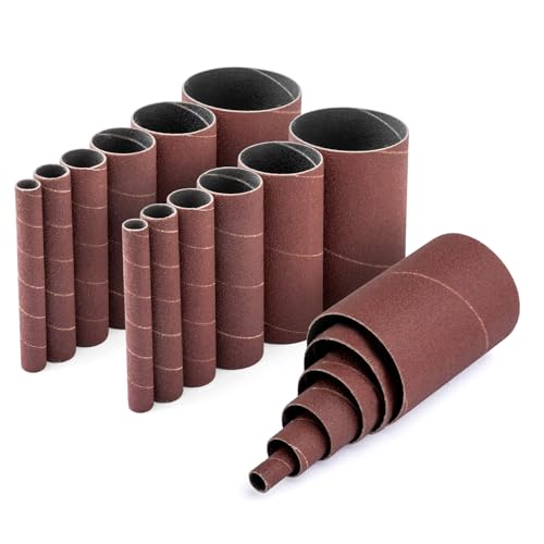 POWERTEC 11240 Sanding Sleeves for Spindle Sanders in 6 Sizes with Different Grits 80, 120, 240 | Aluminum Oxide Sandpaper Assortment Diameter 1/2, 3/4, 1, 1-1/2, 2 & 3-18 PK 18 pk 2