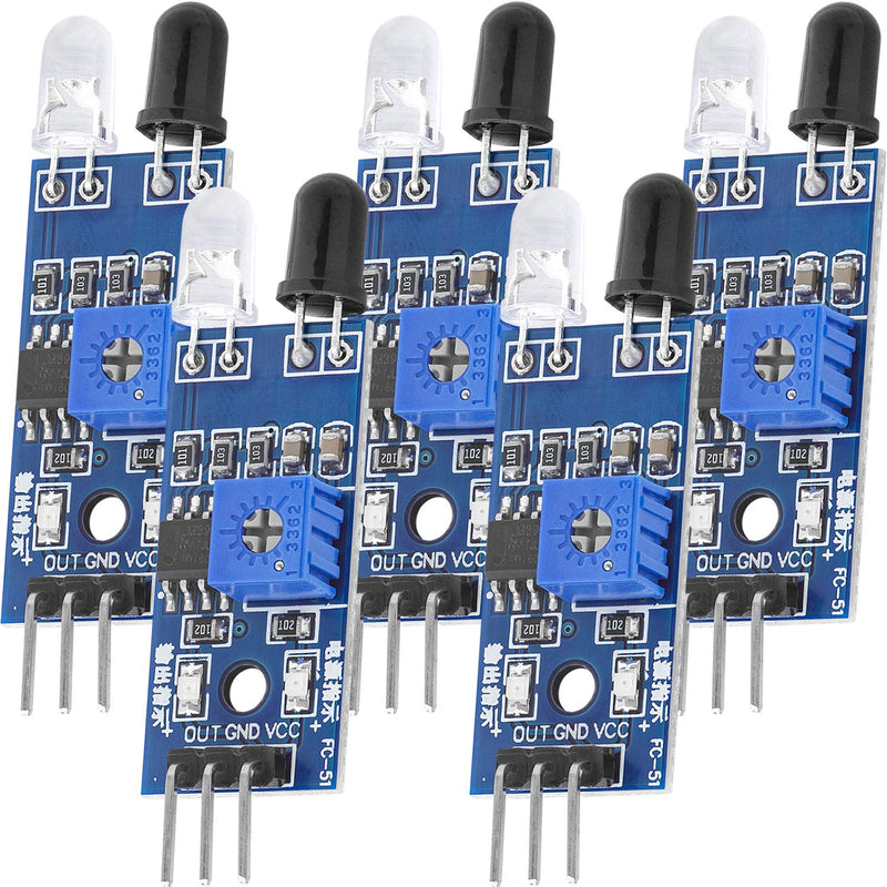 AZDelivery 5 x IR Infrared Module for Obstacle Detection Distance Sensor Compatible with Arduino and Raspberry Pi Includes eBook!