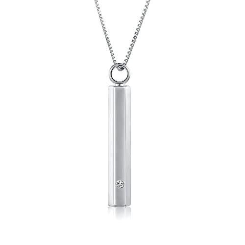 Cremation Necklace for Ashes Sterling Silver Ashes Urn Keepsake Memorial Jewelry Gifts for Women (Bar)