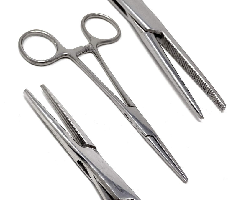 [Australia - AusPower] - Dog Pet Ear/Nose Hair Puller Grooming Hemostat Locking Forceps Pliers, 5.5" (14cm), Straight Silver 