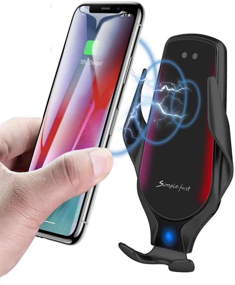 [Australia - AusPower] - Car Phone Holder Mount Auto-Clamping Wireless Charger [Upgraded]-[Bumpy Roads Friendly] Phone Mount for Car Air Vent, Hand Free Mount for iPhone 15 14 13 Pro Max Samsung Galaxy (Black) 
