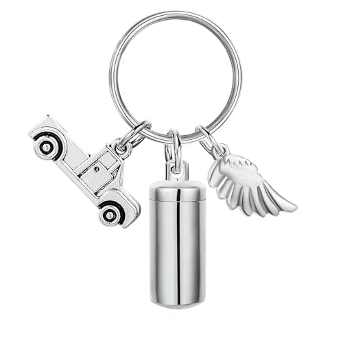 Gredstar Cremation Urn Keychain for Ashes, Cylinder Memorial Keepsake Silver