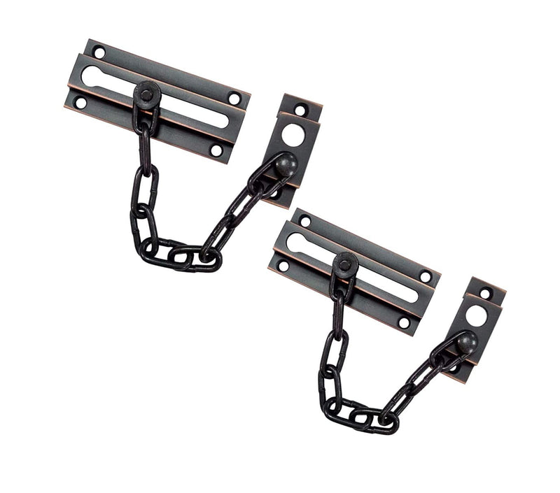 QCAA Solid Brass Chain Door Guard, with 9 Links Steel Chain, Satin Classic Bronze, 2 Pack Satin Classic Bronze -2 Pack