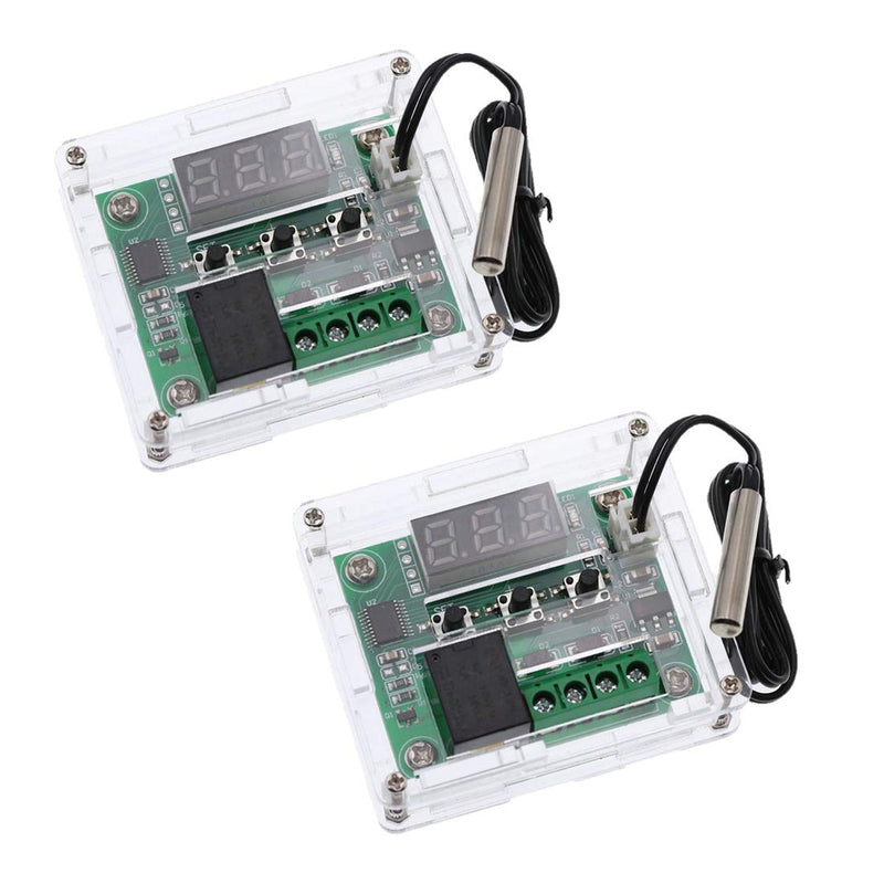 [Australia - AusPower] - HiLetgo 2pcs W1209 with Case 12V DC Digital Temperature Controller Board Micro Digital Thermostat -50-110°C Electronic Temperature Temp Control Module Switch with 10A One-channel Relay and Waterproof 