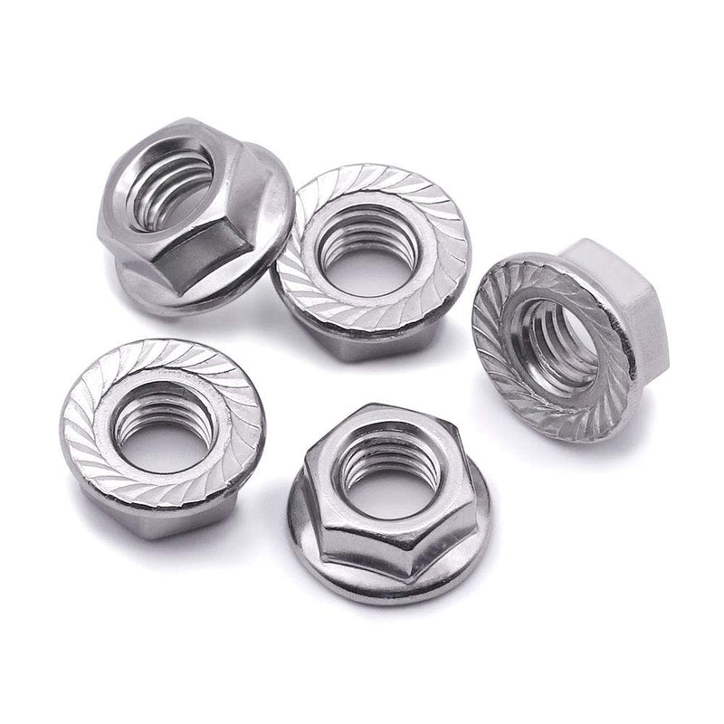 [Australia - AusPower] - 10# 24 Serrated Flange Hex Lock Nuts, 304 Stainless Steel 18-8 Hexagon Nuts, Full Thread, Bright Finish, 50 PCS 10#24 
