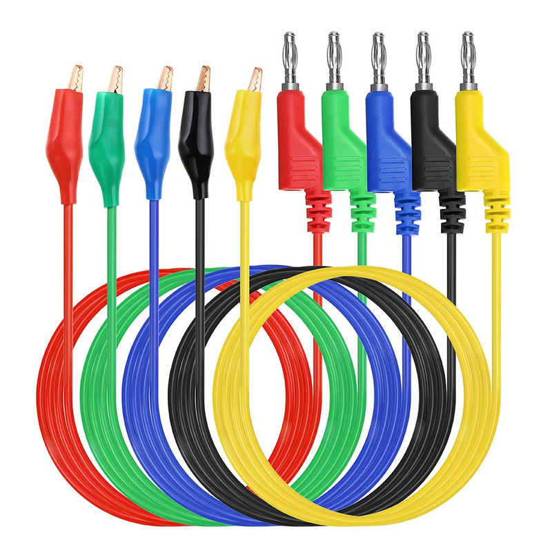 [Australia - AusPower] - Sumnacon Multimeter Test Lead Set - Stackable Banana Plug to Alligator Clips Test Cable Kit with Protective, Soft Silicone Flexible Electrical Test Wire Leads for Electrical Testing 500V/5A 