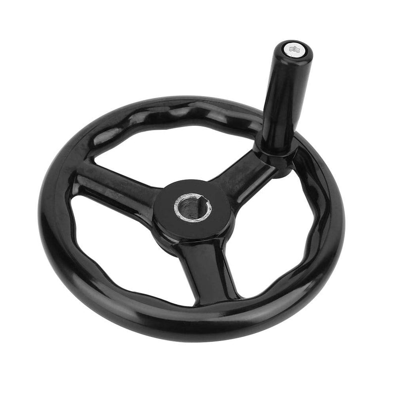 [Australia - AusPower] - Walfront 200x18mm/ 7.9 * 0.7in Bakelite 3 Spoked Lathe Handwheel with Handle for Machine Tool for Milling Machine Lathe Accessories 