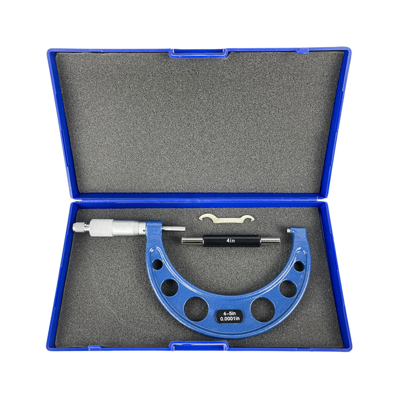 HFS(R) 4-5" Outside Micrometer with 0.0001" Accuracy, Carbide Anvil and Laser-Etched Scale 4-5"x0.0001" Classic Ratchet