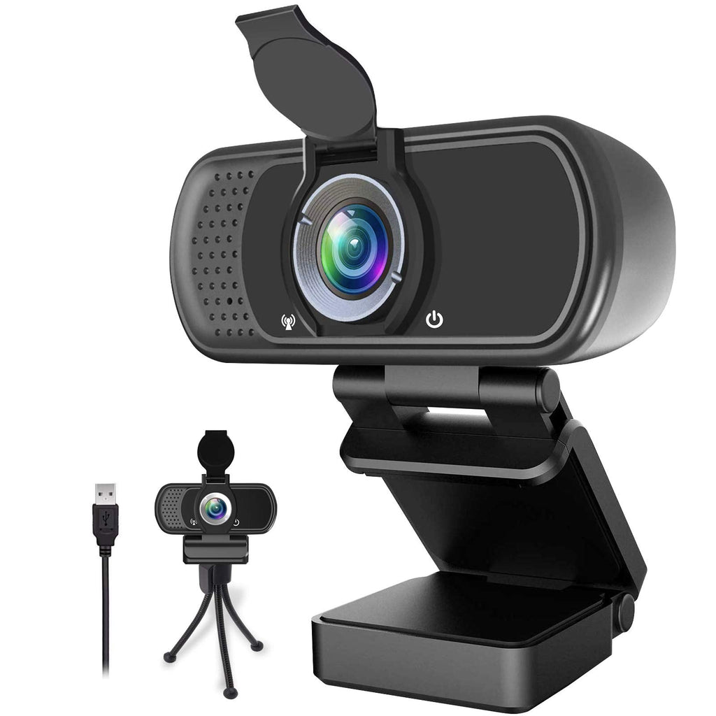 [Australia - AusPower] - Webcam HD 1080p ,Live Streaming Web Camera with Stereo Microphone, PC Desktop or Laptop USB Webcam with 110 Degree View Angle, HD Webcam for Video Calling, Recording, Conferencing, Streaming, Gaming Black 