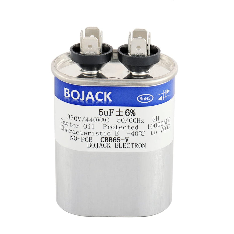 [Australia - AusPower] - BOJACK 5 uF ±6% 5 MFD 370V/440V CBB65 Oval Run Start Capacitor for AC Motor Run or Fan Start and Cool or Heat Pump Air Conditione 