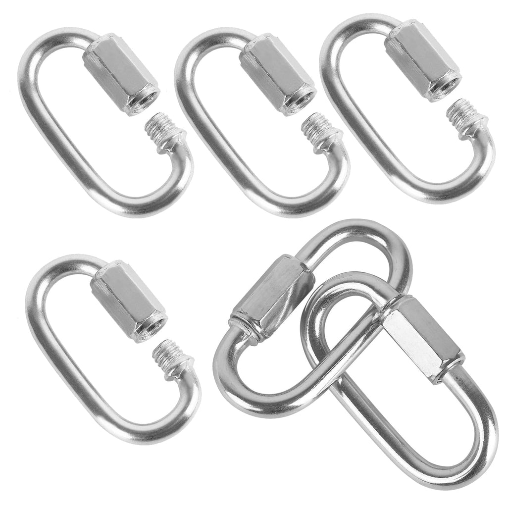 6 Packs Quick Link M8 5/16 Inch Stainless Steel Chain Connector by KINJOEK, 8mm Heavy Duty D Shape Locking Looks for Hammock, Camping and Outdoor Equipment, Max. Load 1523 Lb 6 Pack M8