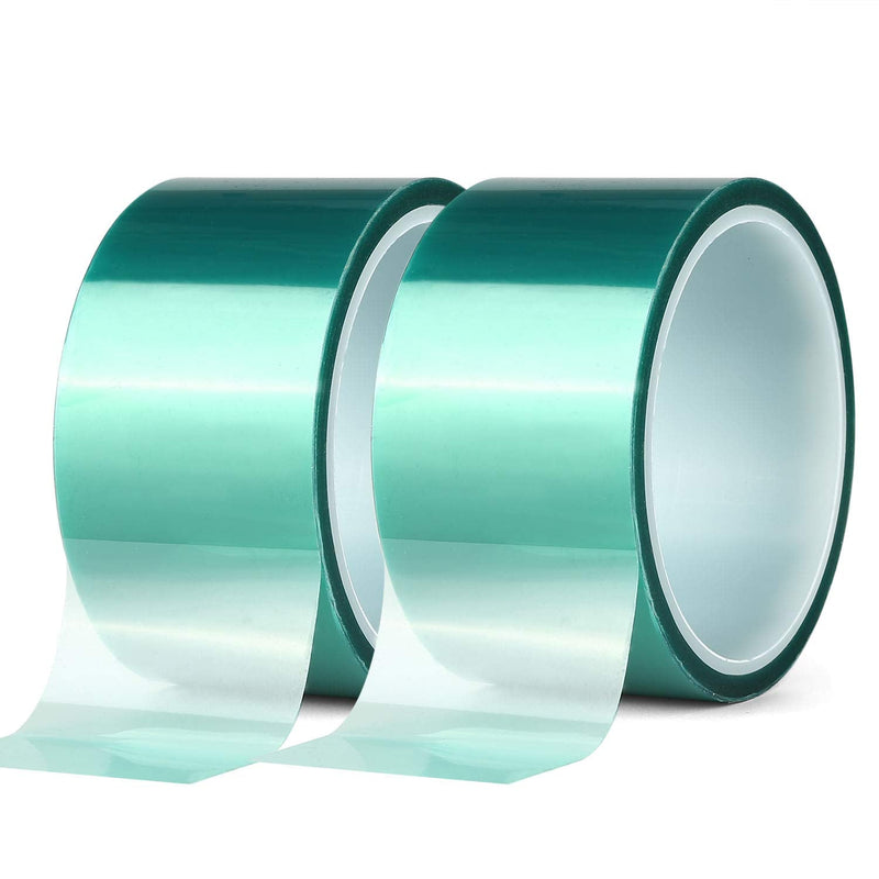 [Australia - AusPower] - 2 Roll Polyester High Temperature Masking Tape,PET Tape with Silicone Adhesive,Ideal for Painting,Powder Coating,Anodizing,Circuit Boards(Green,2 inches X 82 Feet 2 Roll X 2 inches 
