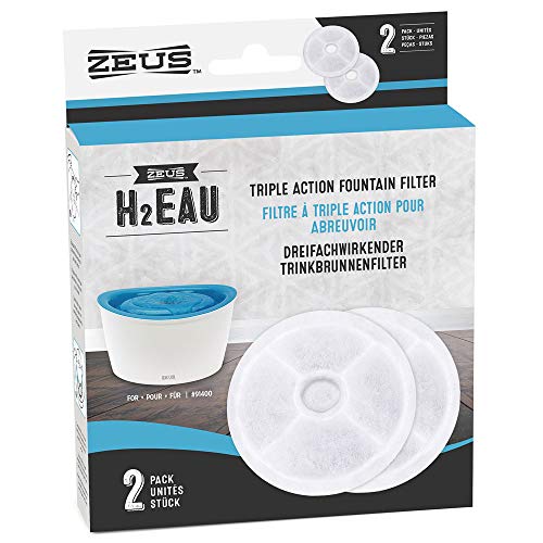Zeus Triple Action Filter, Triple Action Replacement Cleaning Filter for Zeus Drinking Fountain 6L, Pack of 2 White/Opulent Garden 2 pieces (pack of 1)