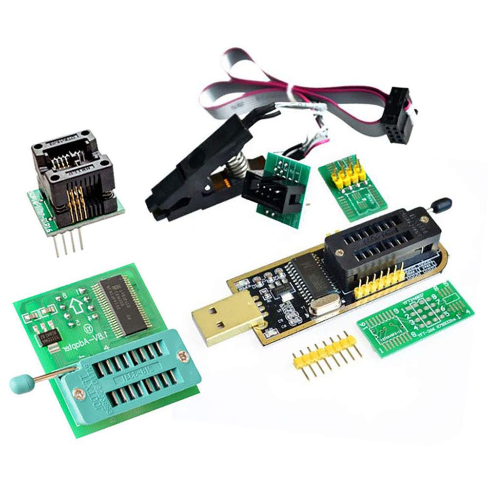 AiTrip EEPROM BIOS USB Programmer CH341A + SOIC8 Clip + 1.8V Adapter + SOIC8 Adapter for 24 25 Series Flash