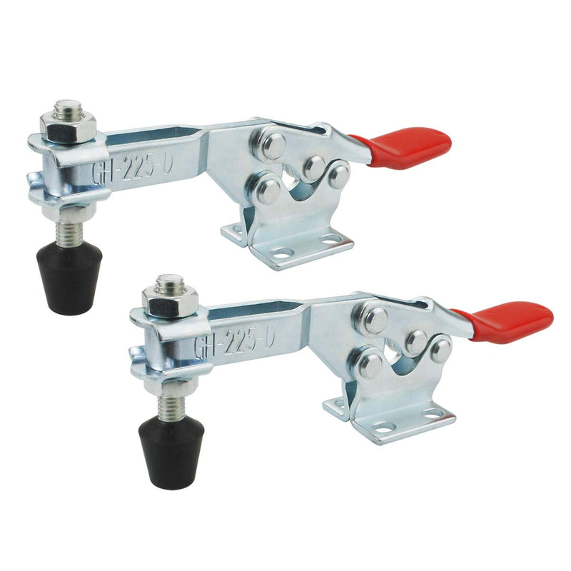[Australia - AusPower] - 2Pack Toggle Clamp, 500 lbs Holding Capacity, 225D Quick Release Horizontal Clamps w/Antislip Rubber Pressure Tip for Woodworking Jigs and Fixtures, Welding, Drill Press, Crosscut Sled 225D, 2PK 