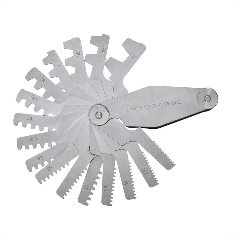 [Australia - AusPower] - PLAXCON 29 Degree Acme Screw Pitch Gauge Stainless Steel Thread Pitch Measuring Tool Set T-Thread Cutting Gage 16pcs 