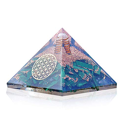Orgonite Crystal Malachite Pyramid – Positive Energy Crystals Promote Chakra Healing to Enhance Spiritual Growth and Visionary Powers Malachite Crystal