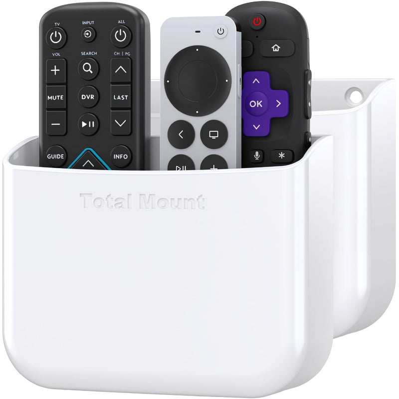 [Australia - AusPower] - TotalMount Hole-Free Remote Holders – Eliminate Need to Drill Holes in Your Wall (for 2 or 3 Remote Controls – White – Quantity 2) 