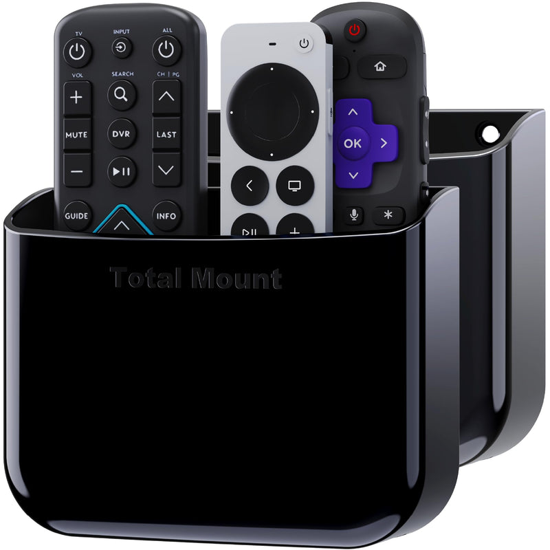 [Australia - AusPower] - TotalMount Hole-Free Remote Holders – Eliminate Need to Drill Holes in Your Wall (for 2 or 3 Remote Controls – Black – Quantity 2) 