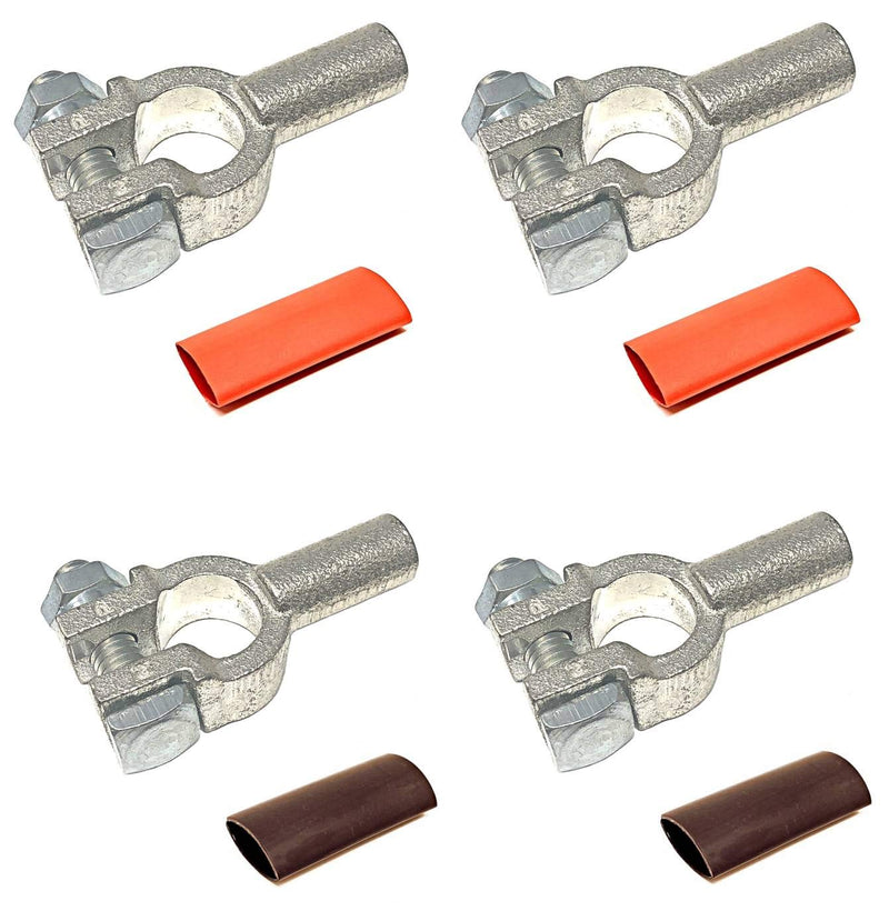 [Australia - AusPower] - 2/0 Gauge 2 Pairs Positive and Negative (+/-) Pure Copper Top Post Battery Cable Ends Terminal Connectors + Dual Wall Adhesive Heat Shrink Tubing - by WindyNation 2/0 Gauge 