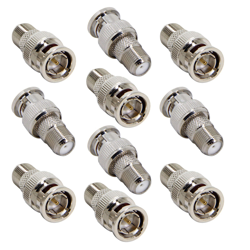 [Australia - AusPower] - BNC to F Female, 10-Pack BNC Male to F Female Coax Connector Coupler, RG6, RG59 Coaxial Adapter for Scanner, Security Camera 10 Pack 
