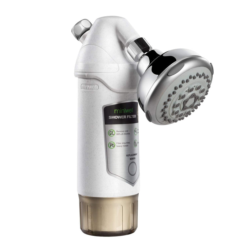 miniwell Shower Filter 720-Plus with replaceable cartridges, shower head filter with Double Filters, remove 99% chlorine (Shower Filter w/Head)