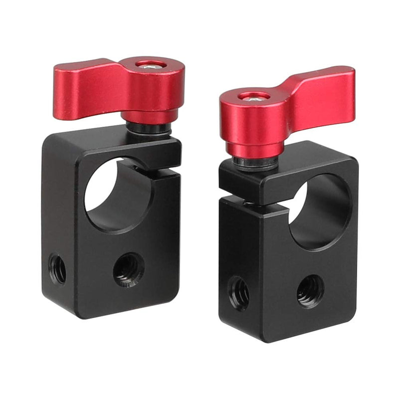 CAMVATE 15mm Single Rod Clamp With Red Ratchet Locking Knob (2 Pieces) - 2215