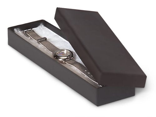 RJ Displays 25 Pack Cotton Filled Cardboard Paper Jewelry Bracelet, Watch, Necklace, Jewelry Set, Gift Retail Packaging (Matte Black, 8" x 2" x 1")