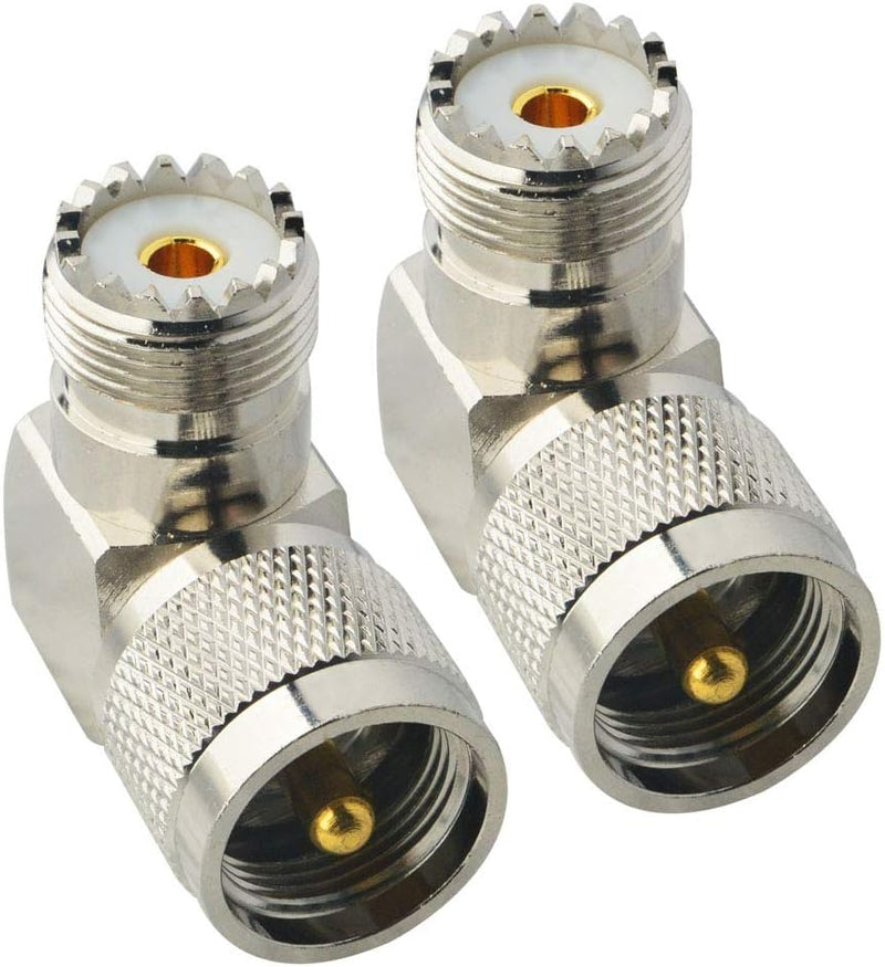 [Australia - AusPower] - PL259 Right Angle, 2-Pack UHF Male to Female RF Coax Connector Adapter, 90 Degree Elbow for CB Ham Radio Antenna, Coaxial Cable 