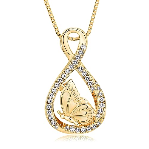 XSMZB Cremation Jewelry for Ashes Infinity Urn Necklaces for Ashes Pendant Locket Keepsake Memorial Jewelry for Urns Butterfly-Gold