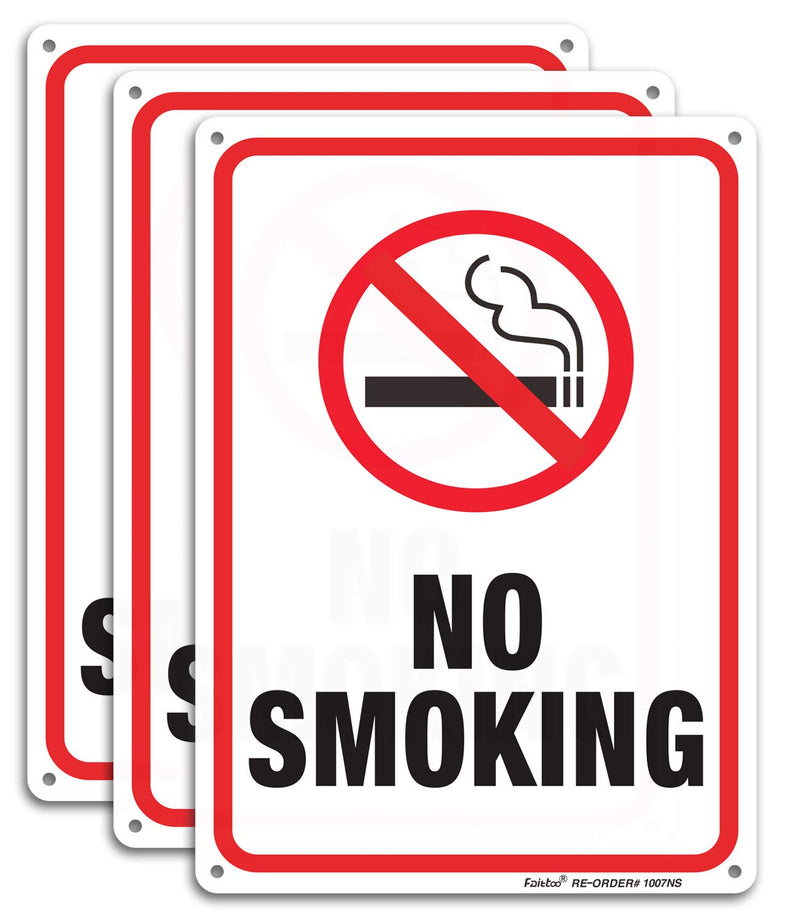 [Australia - AusPower] - No Smoking Sign,3 Pack No Smoking Metal Reflective Signs - 10 x 7 Inches .040 Rust Free Heavy Duty Aluminum sign - UV Printed with Professional Graphics - Easy to Mount - Indoor & Outdoor use 