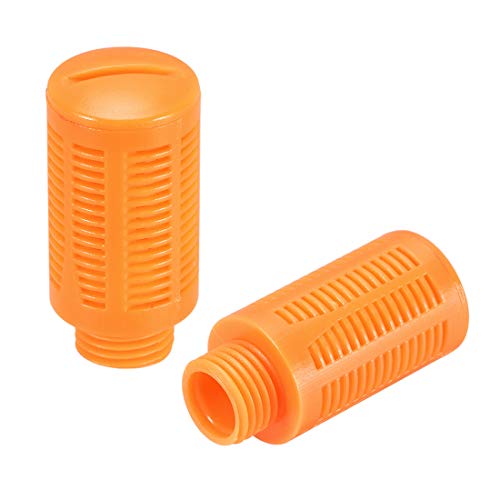 uxcell orange plastic pneumatic muffler exhaust air line flow control, G1/4, 2-piece set