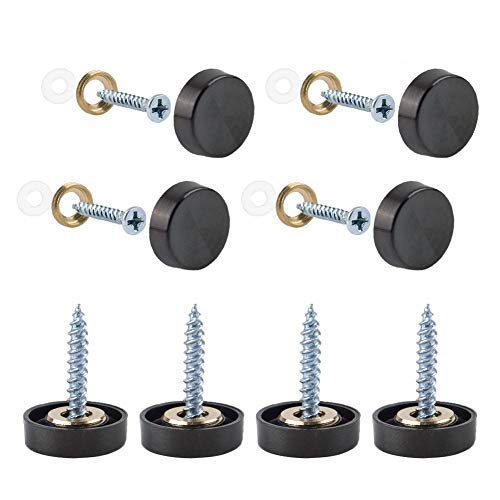 [Australia - AusPower] - Mirror Screws, 20 Sets 16mm 304 Stainless Steel Thicken Mirror Nails with Decorative Caps Covers, Black 