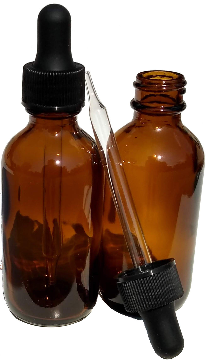 [Australia - AusPower] - Dropper Stop® 2oz Amber Glass Dropper Bottles (60mL) with Tapered Glass Droppers - Pack of 2 