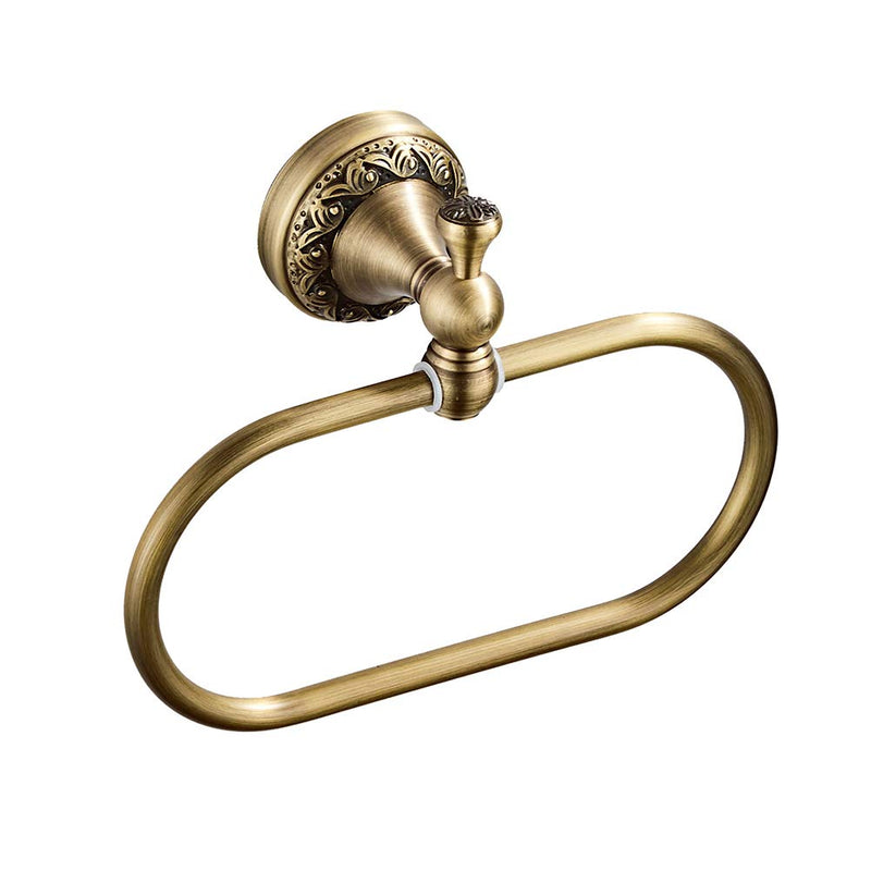 Aothpher Brass Towel Ring Oval Contemporary Bathroom Hand Towel Holder Wall Mounted,Antique Brass Finish | Antique Brushed Brass Finish,Screw-mounted,For Bathroom or Kitchen Antique Brass