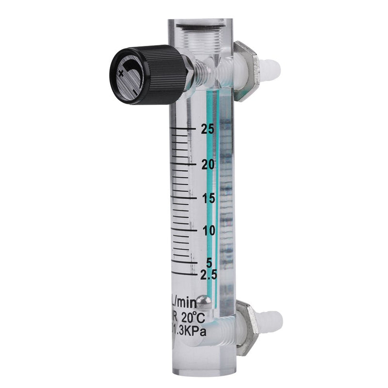 LZQ-5 Flow Meter 2.5 - 25 L/min Acrylic Plastic and Metal Flow Meter with Control Valve for Oxygen, Air, Gas