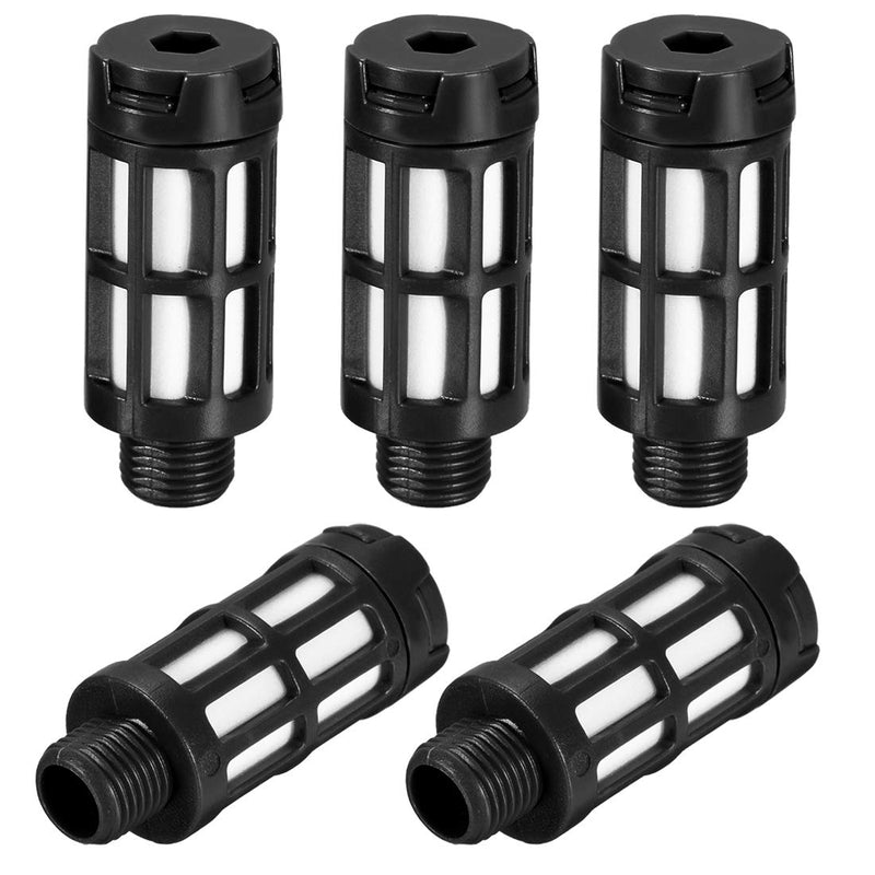 [Australia - AusPower] - uxcell Plastic Pneumatic Muffler Exhaust Pneumatic Air Line Flow Control Muffler G1/8 Black 5pcs 