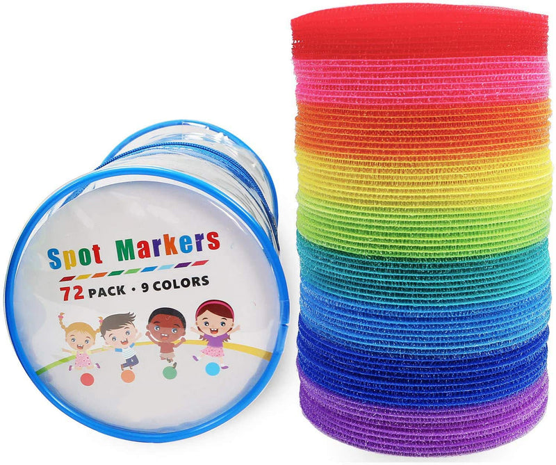 [Australia - AusPower] - Carpet Floor Spots Markers, Circles Dots for Teachers and Kids, 4 Inch 72 Pack, Flexible Classroom Rug Mats for Preschool Kindergarten Organization 